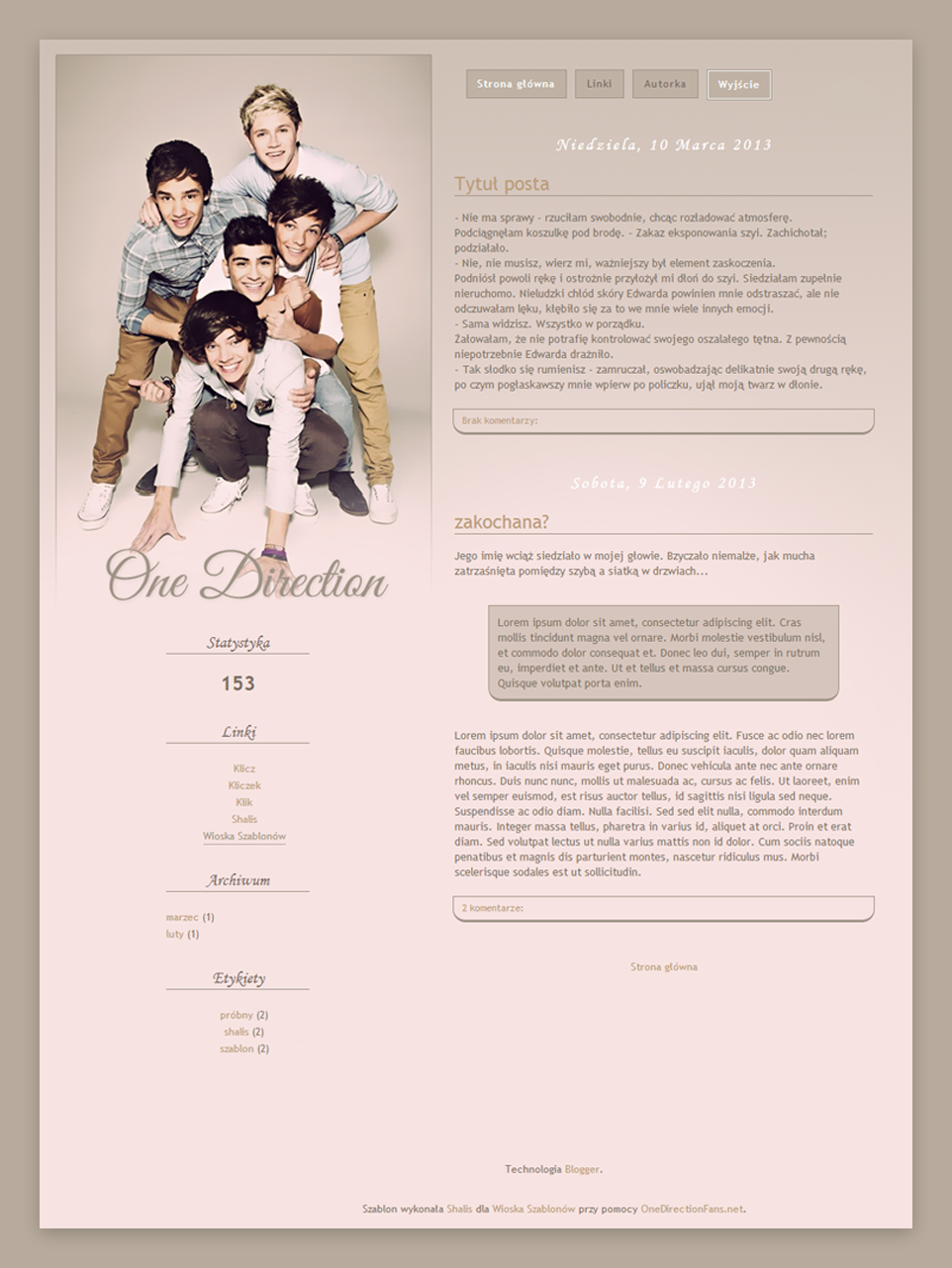 Blogspot template One Direction by MySensitiveHeart on DeviantArt