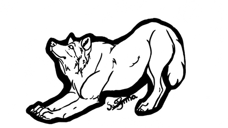 Stretching wolf lineart