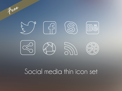 Social media thin icon set