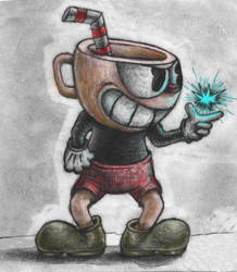 CUPHEAD Sketch With Digital Color Wash