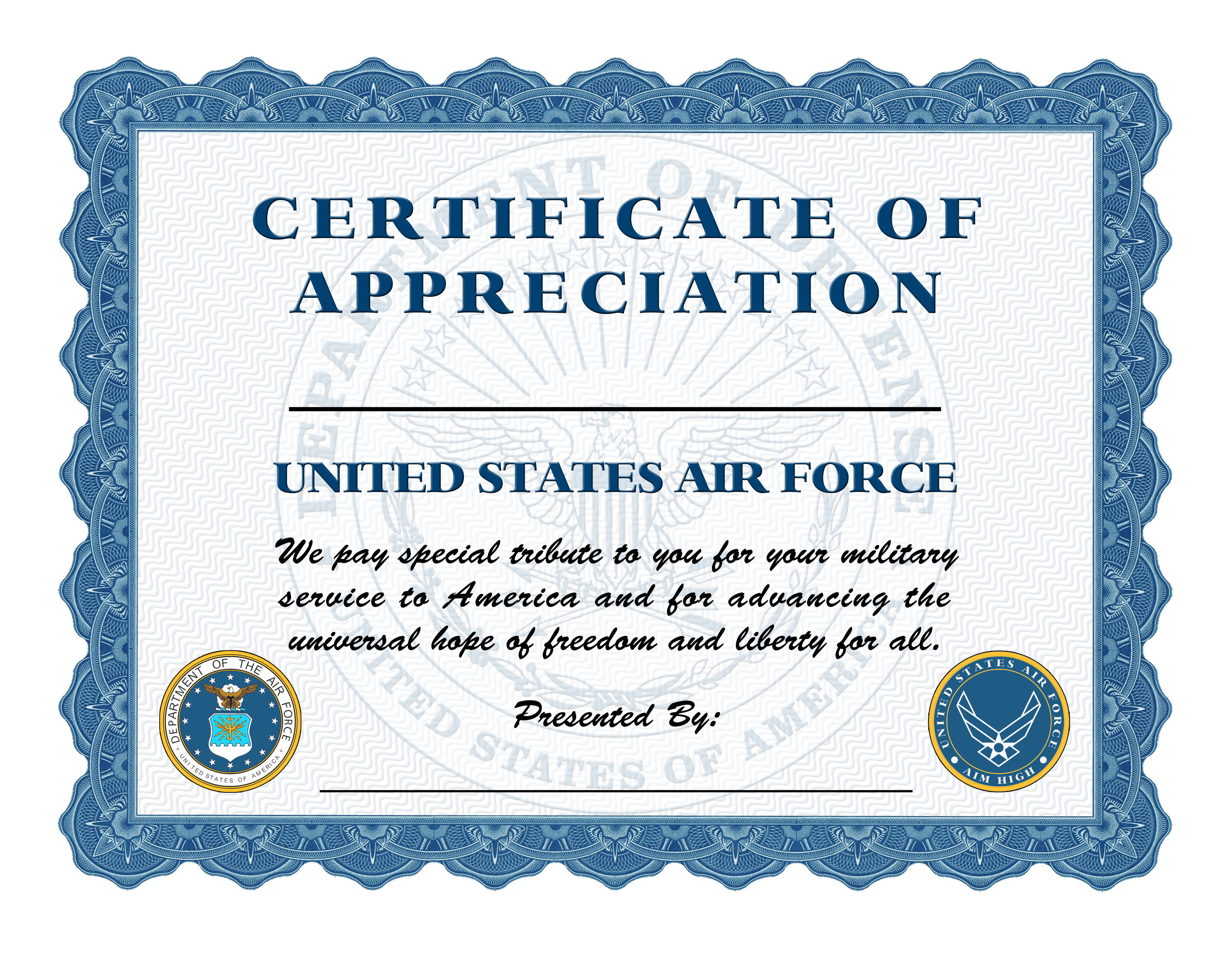 Air Force Veteran Appreciation Certificate by RobertLaRose on DeviantArt