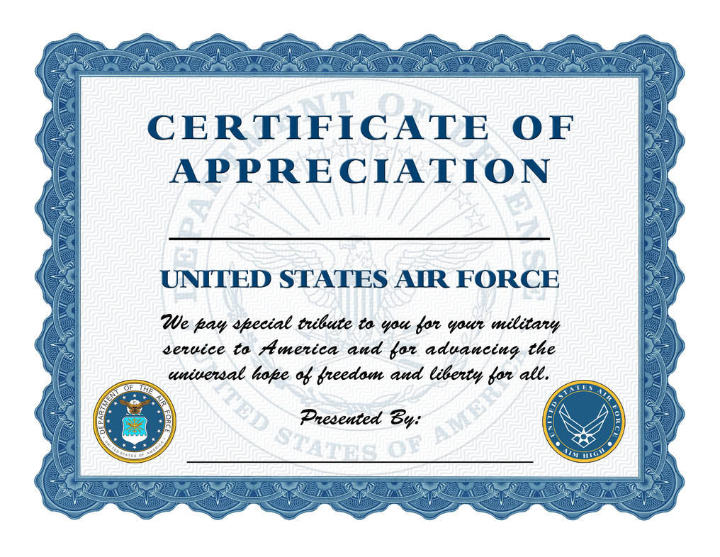 Air Force Veteran Appreciation Certificate By Robert Larose On Deviantart