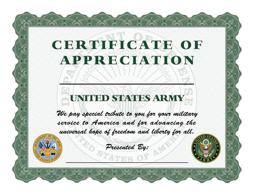 Army Veteran Appreciation Certificate by Robert-LaRose on DeviantArt
