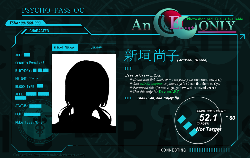 Download Psycho Pass Character Profile Template Gimp By Criazudre On Deviantart PSD Mockup Templates