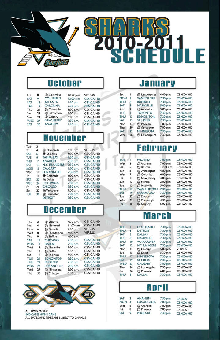 Sharks Schedule 1st Version by MysticAzian on DeviantArt
