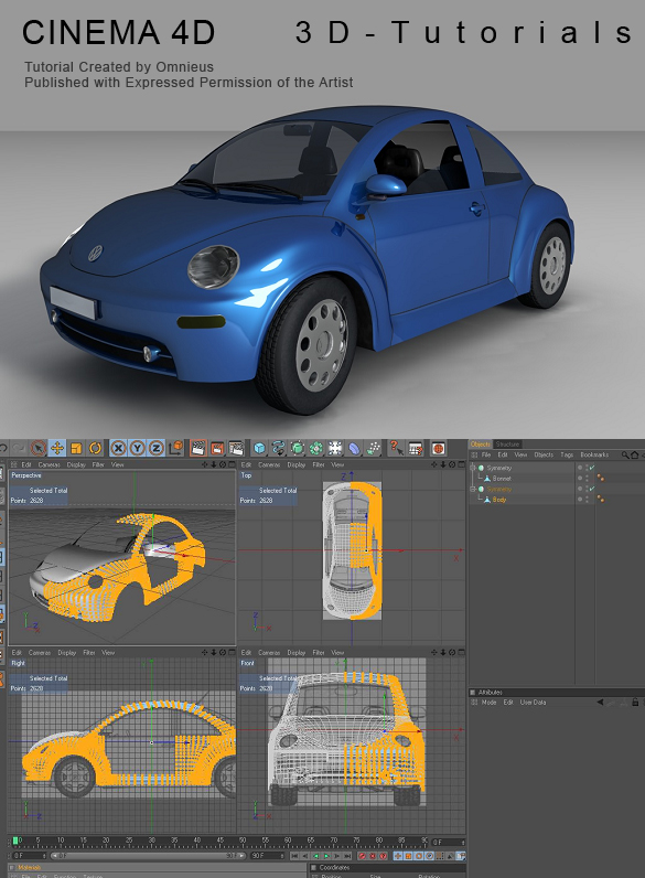 C4D VW Beetle Tutorial by 3d-tutorials