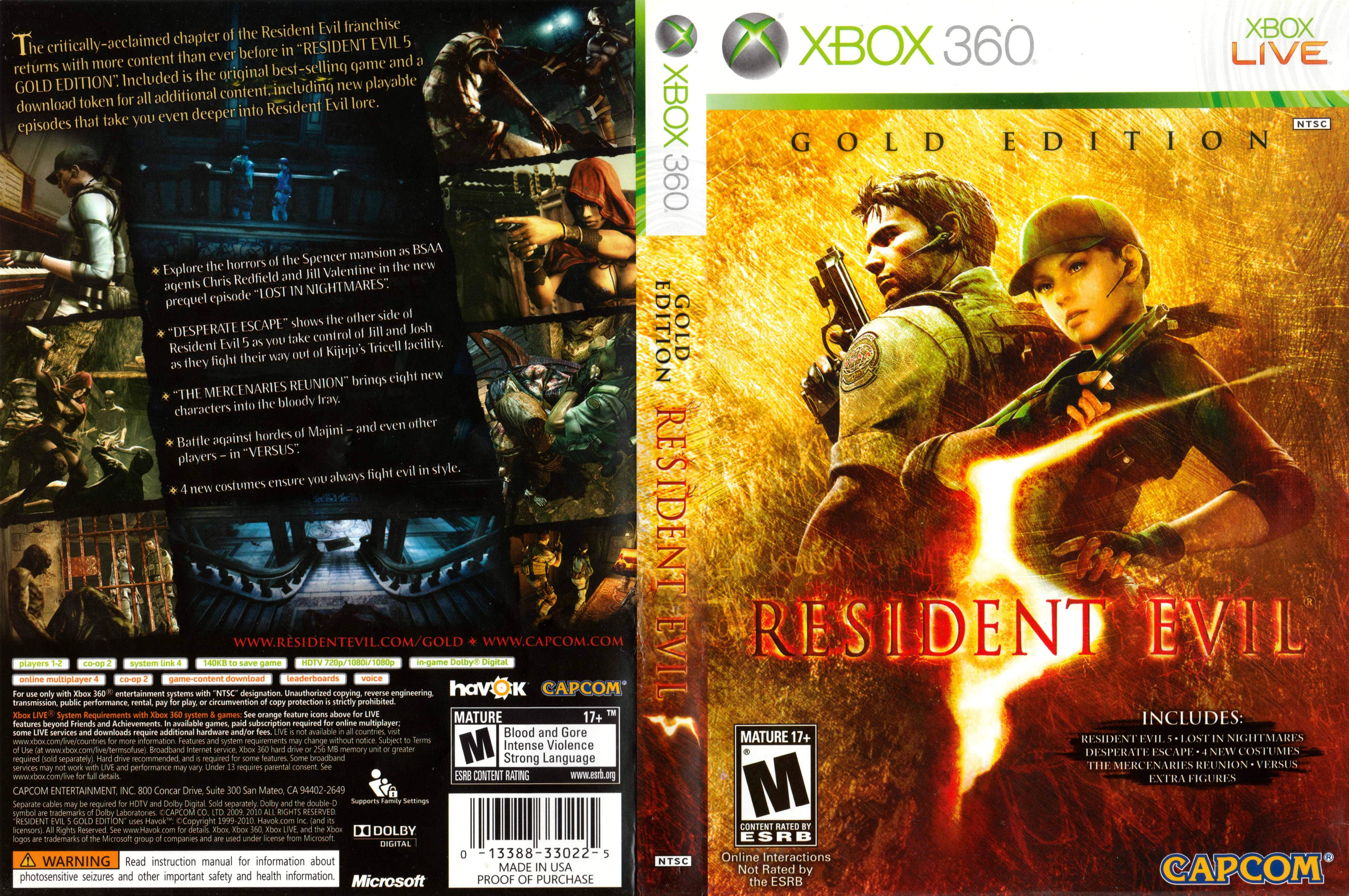  Resident Evil 5: Gold Edition - Xbox 360 : Capcom U S A Inc:  Everything Else