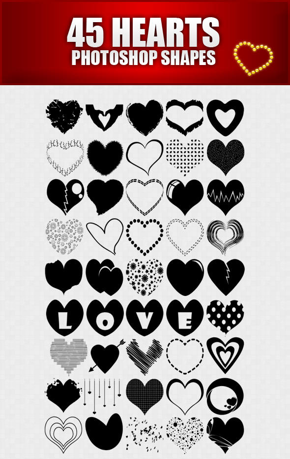 hearts shapes for photoshop by sarthony