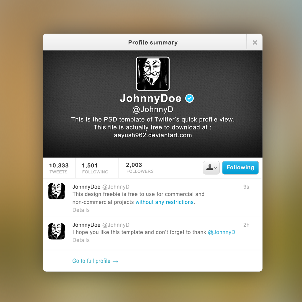 Download Twitter Quick Profile Psd Mockup By Aayush962 On Deviantart