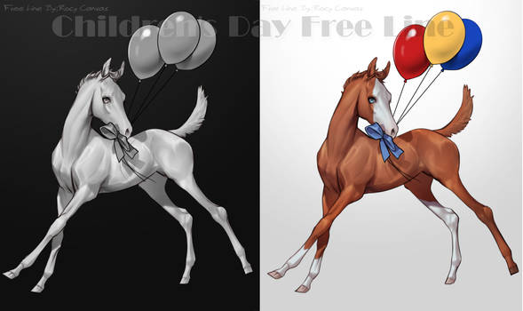 Children's Day Free Line|Foal and balloons