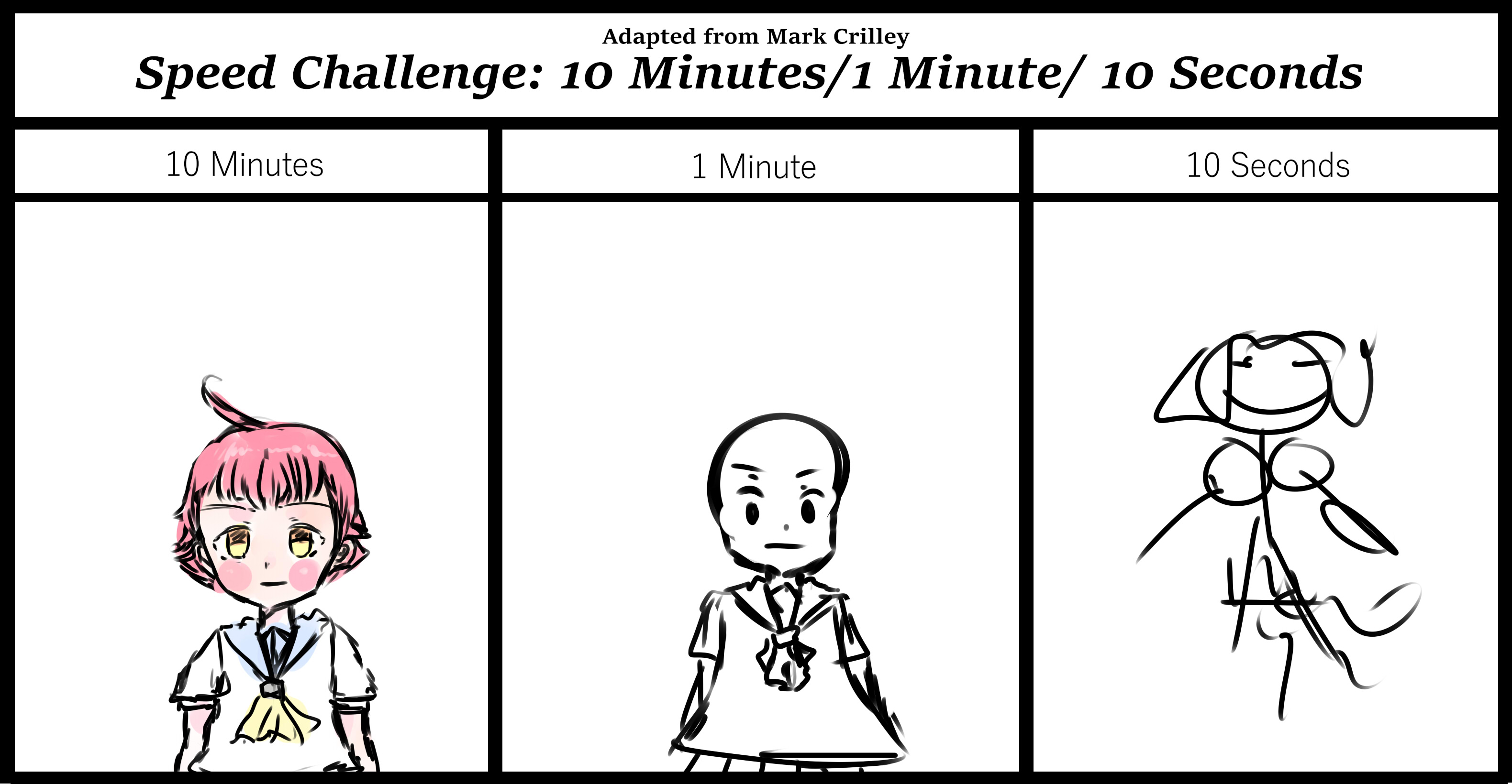 SPEED DRAWING CHALLENGE】10 Minutes, 1 Minute, 10 Seconds 
