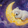 Moonlit Slumber: The Dreaming Polar Cub