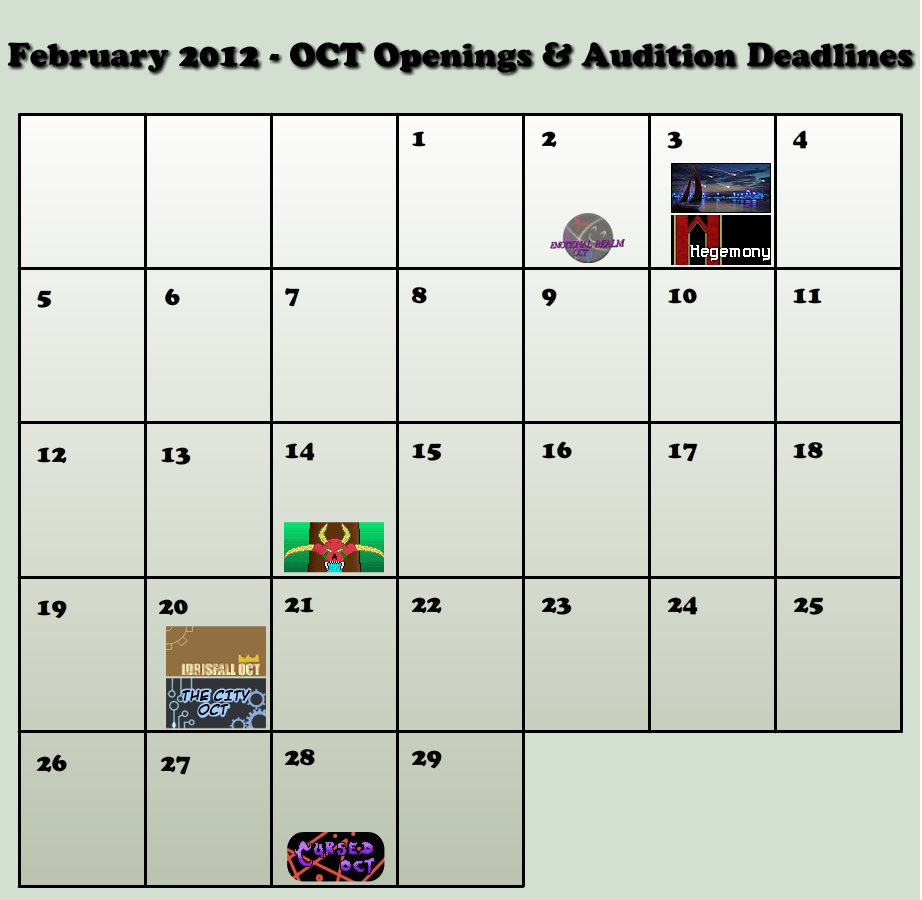 February 2012 OCT Calendar