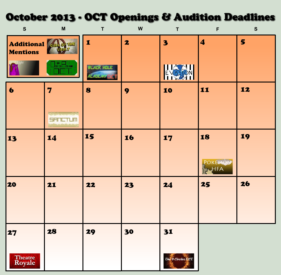 October 2013 OCT Calendar