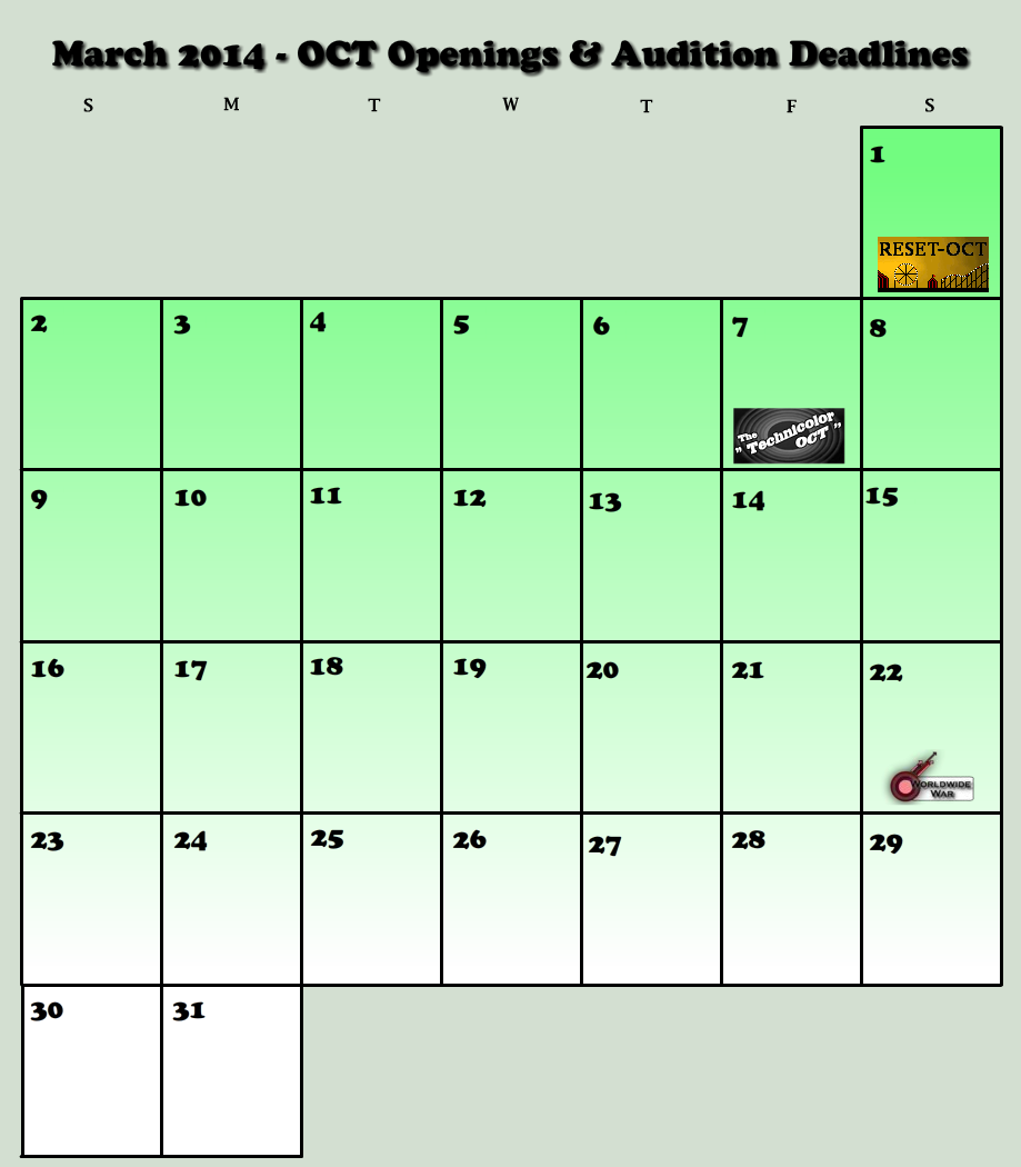 March 2014 OCT Calendar