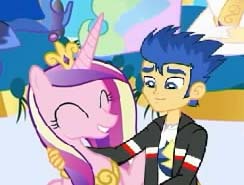 Flash Sentry, petting Princess Cadance.