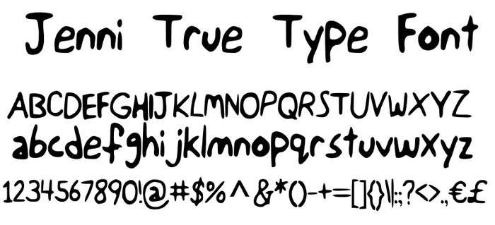 Jenni True Type Font