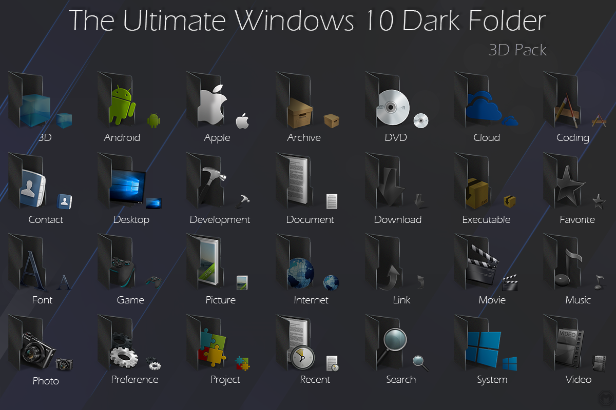 THE ULTIMATE WINDOWS 10 DARK FOLDERS 3D Pack by Mounir210 on DeviantArt