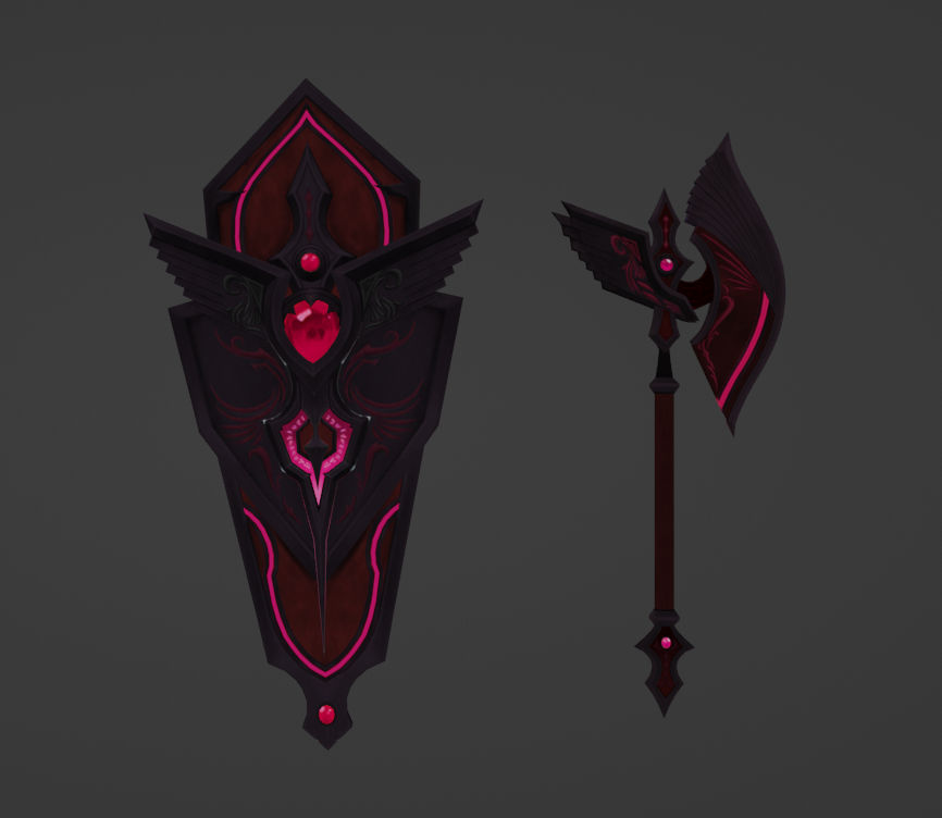 SAOAL - Rhodolite Axe and Shield by SwordArtOnlineVRC on DeviantArt