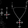 Gothic Cross Earrings+Necklace Set