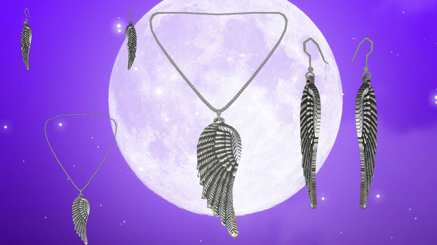 Winged Necklace and Earring Set