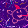 Partytime Kirby with purple background