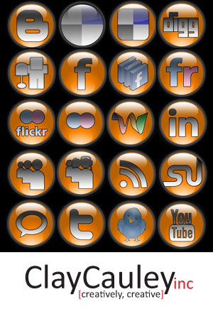 Orange Orb Social Media Icons