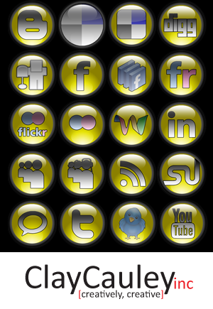 Yellow Orb Social Media Icons