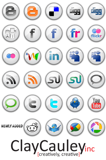 White Button Social Media Icon by claycauleyinc