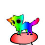 Obnoxious rainbow cat boinging on a mushroom