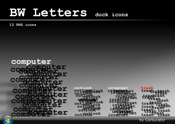 BW Letters dock icons by Carburator on DeviantArt