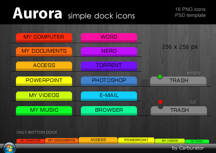 Aurora simple dock icons