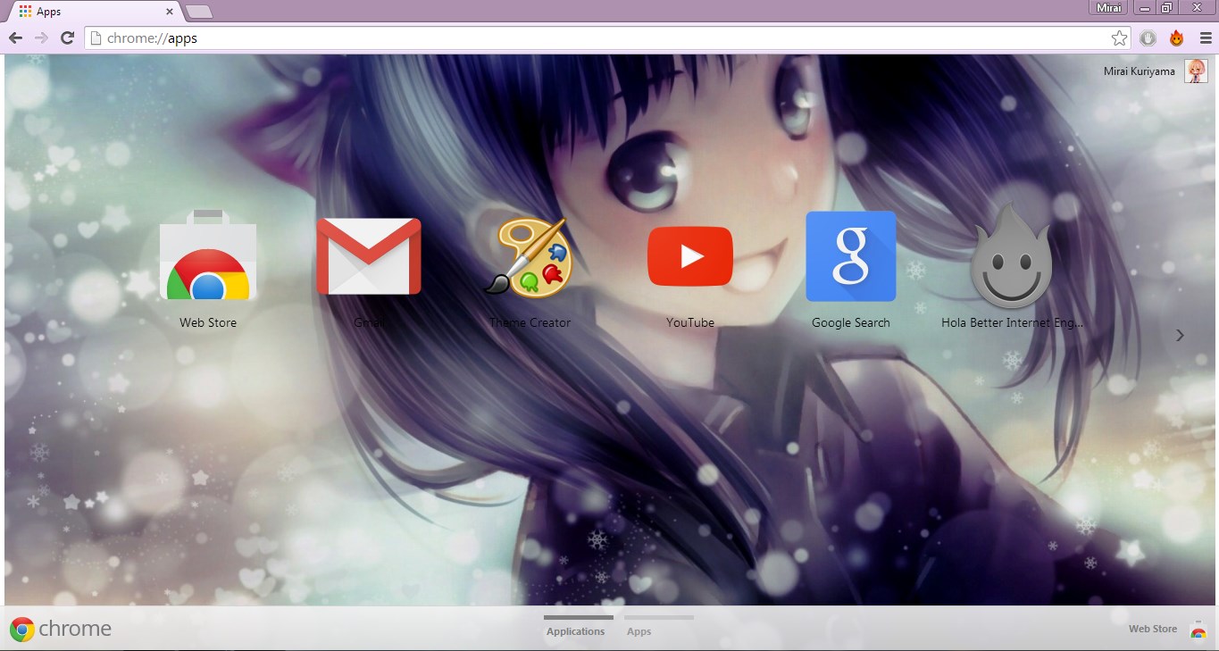 Purple anime girl theme (Google chrome theme)