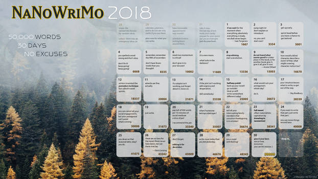 2018 NaNoWriMo Calendar