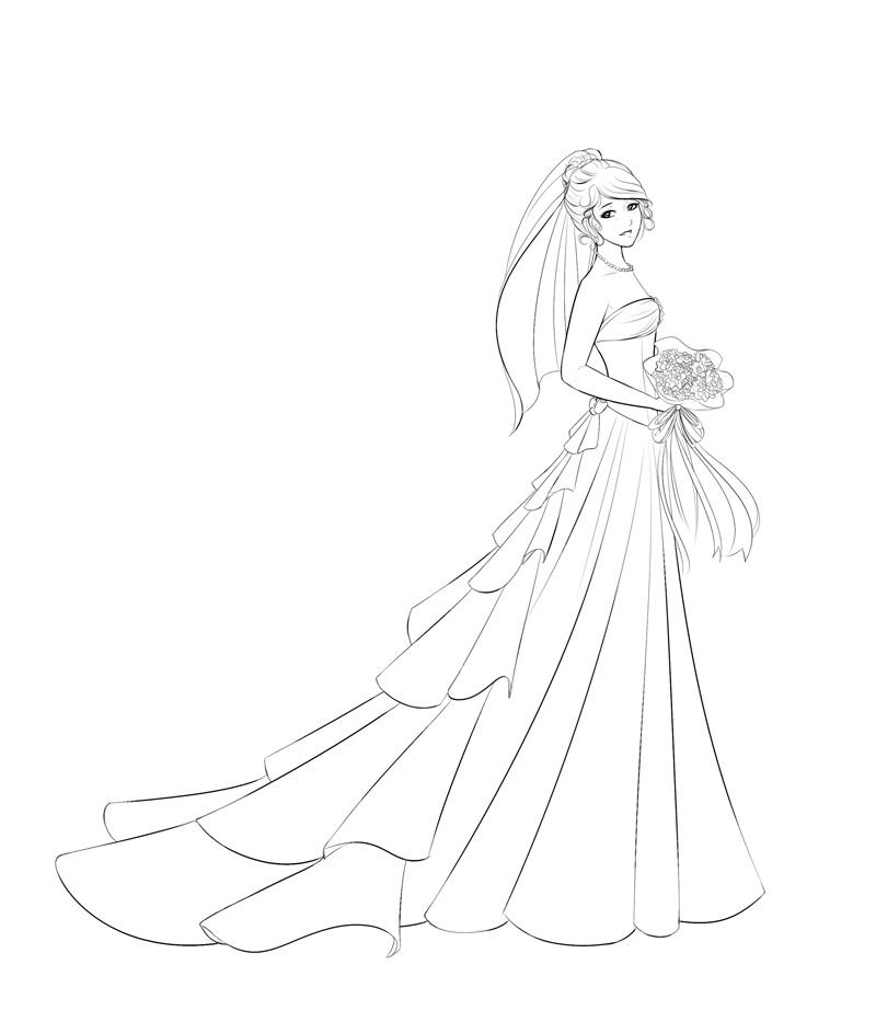 Раскраска красивого платья. Раскраска платье. Раскраска свадебное платье. Девушка в пышном платье раскраска. Платье невесты раскраска.