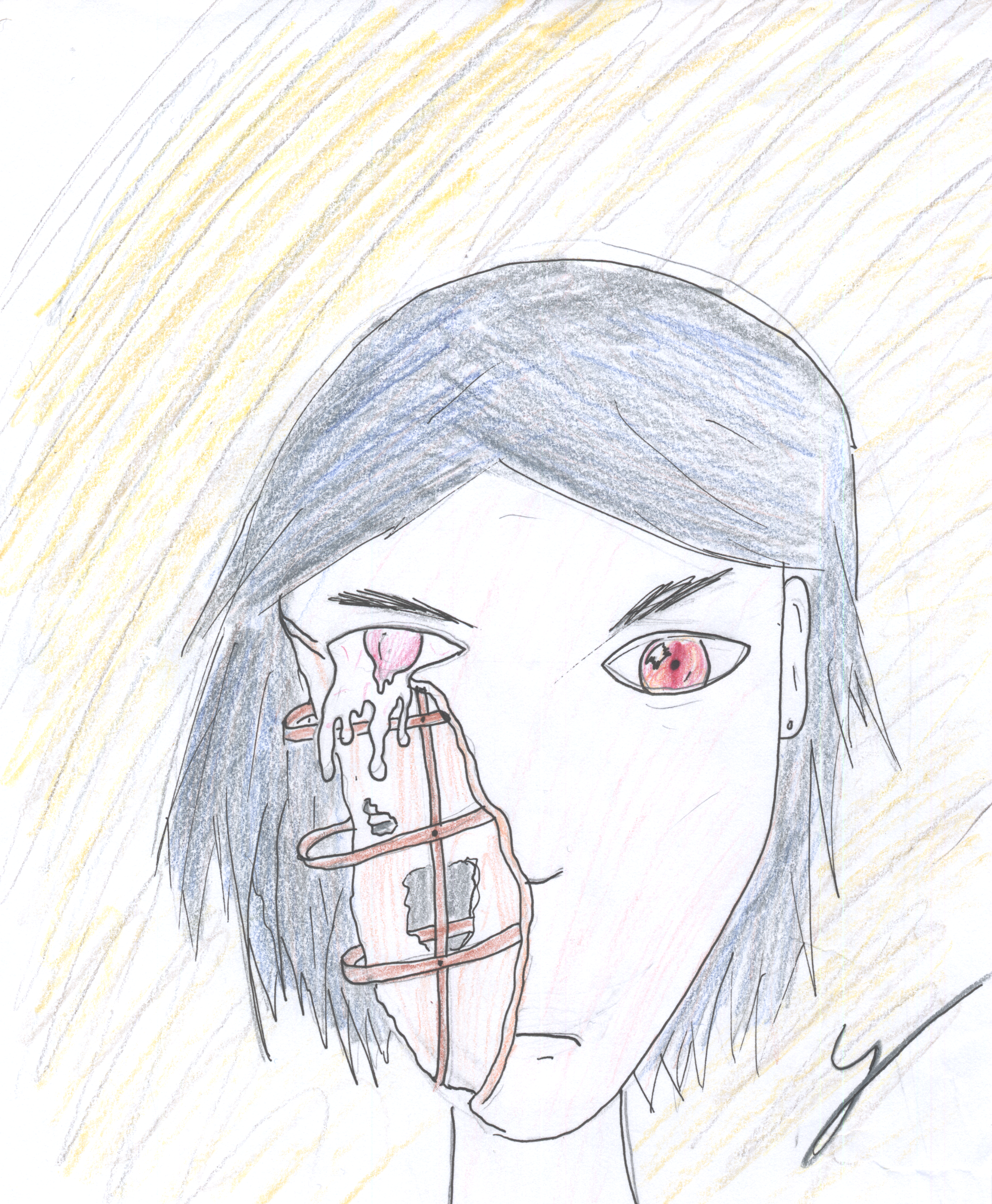 Pencil Sketch portrait of Broken girl hope
