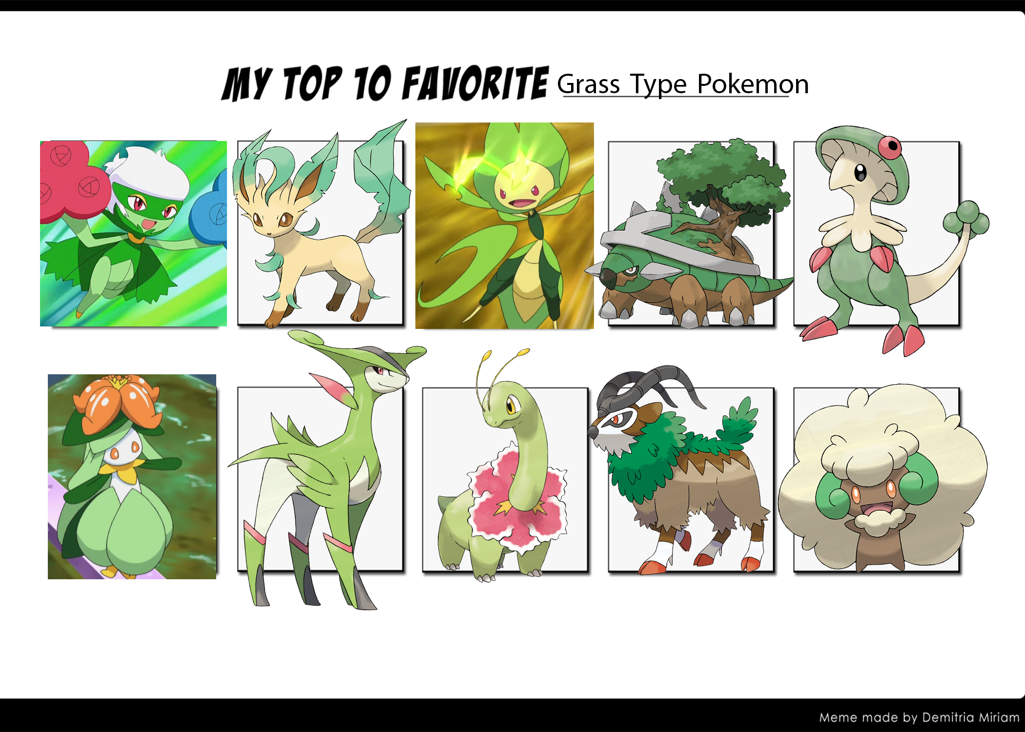 Top Ten Favorite Grass Pokemon