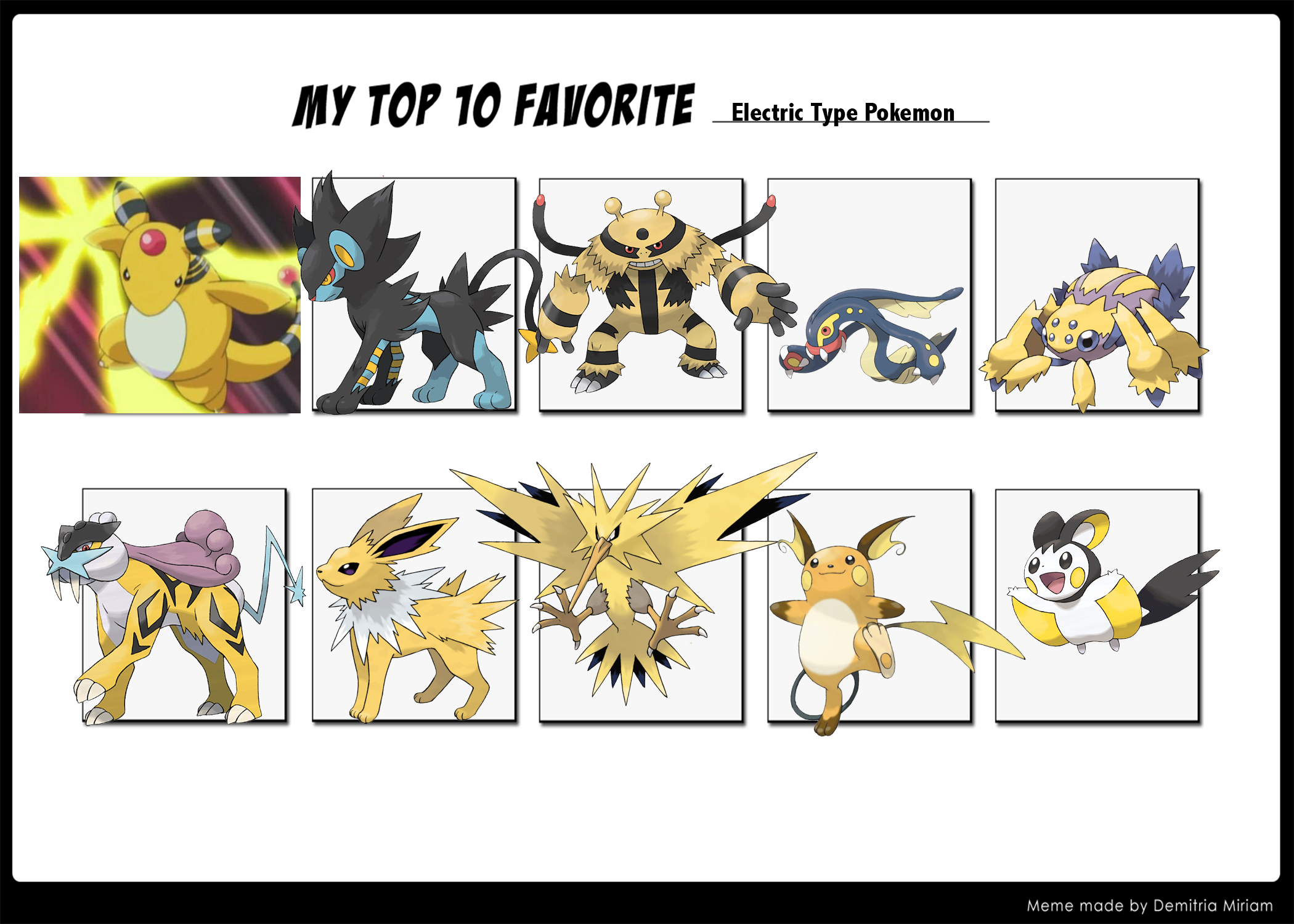 Top 10 favourite electric type Pokémon.