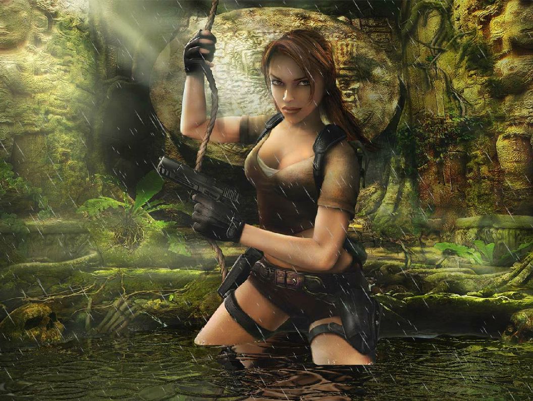 Lara in a swamp