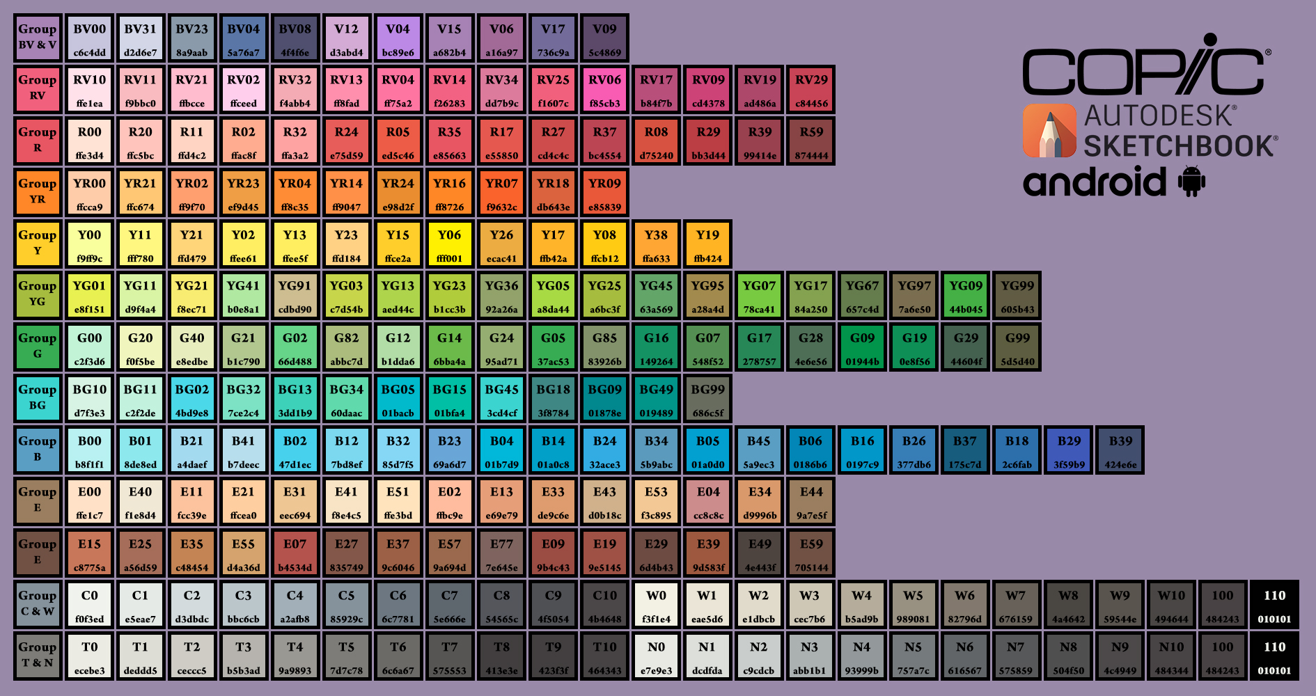 Autodesk Sketchbook Pro Copic Pallet by Blood-Huntress on DeviantArt