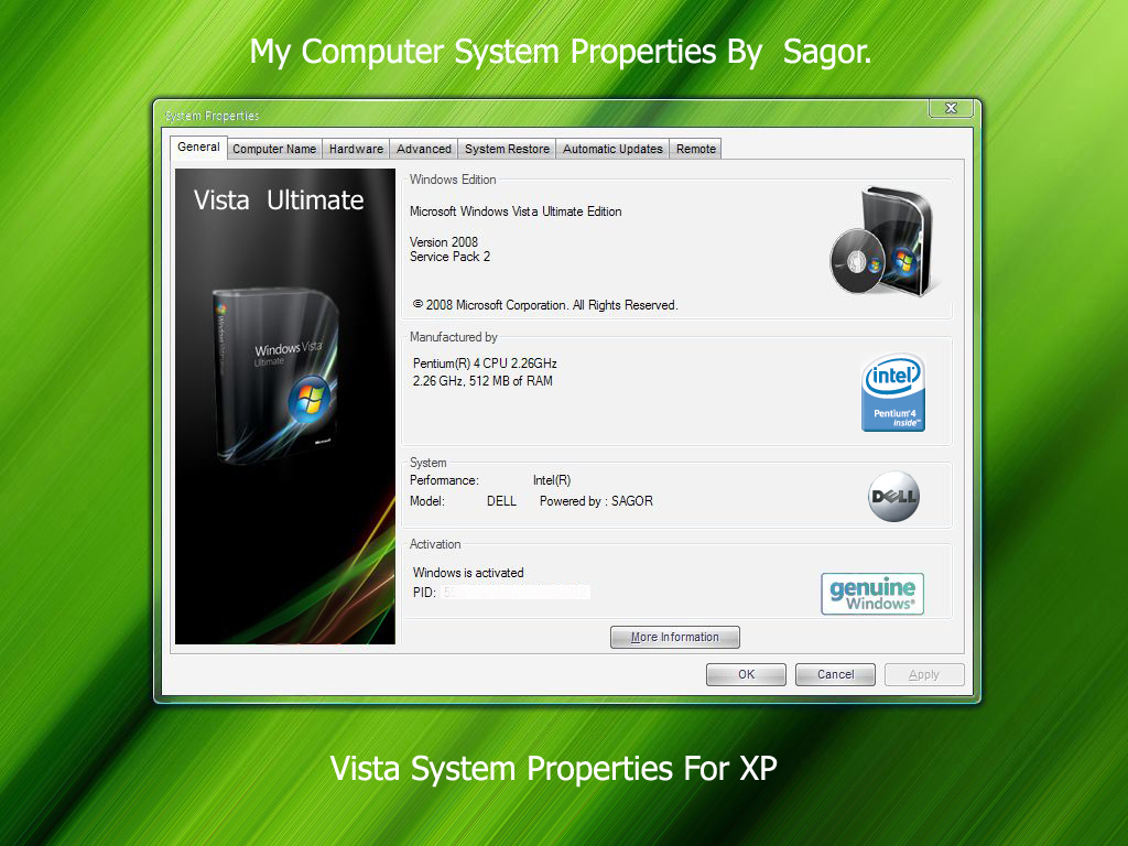 Vista System Properties For XP