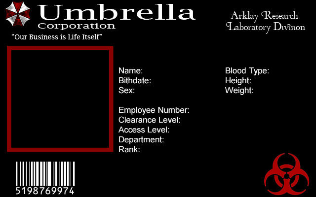 Umbrella Corp Id Card