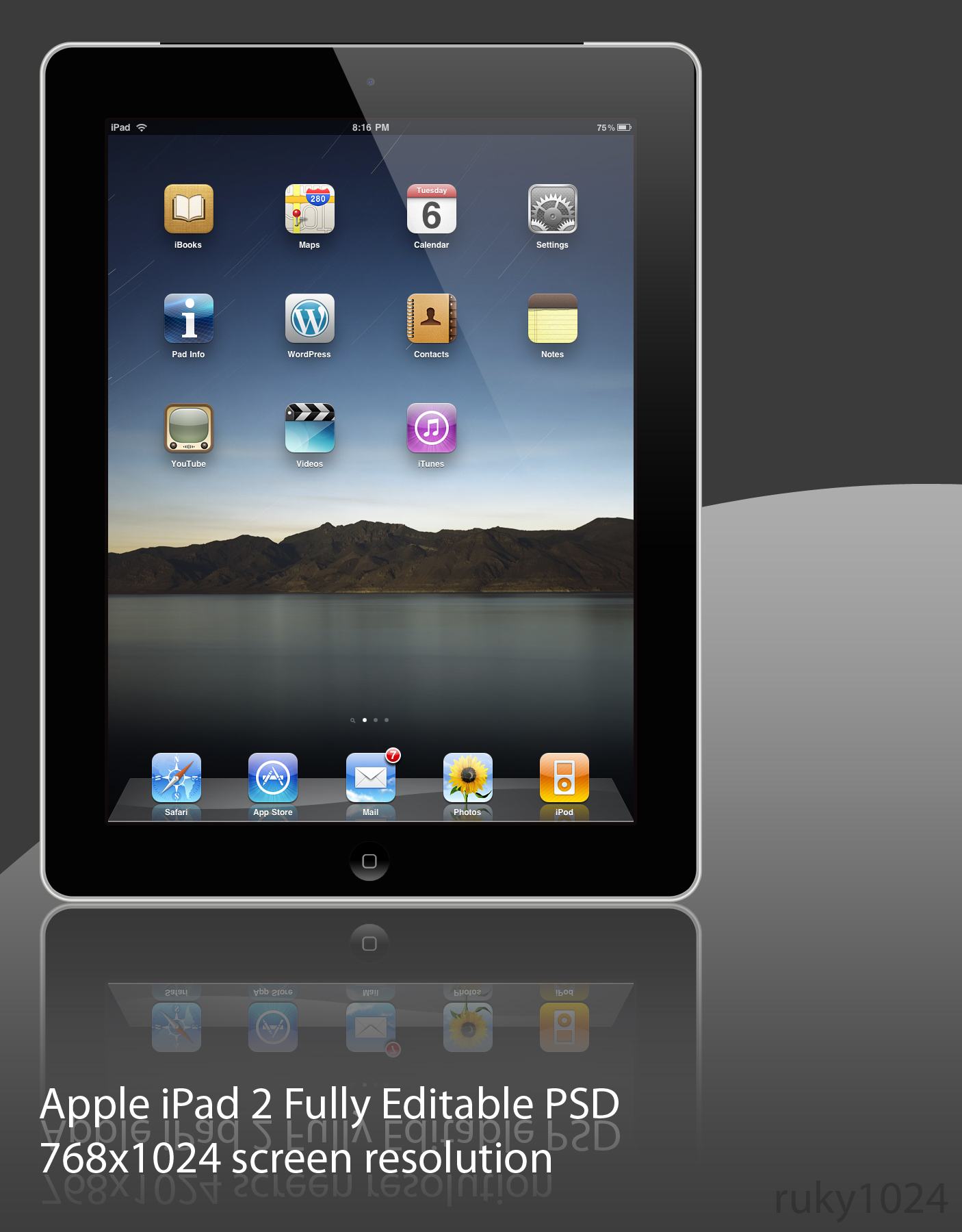 iPad 2 Black .PSD File