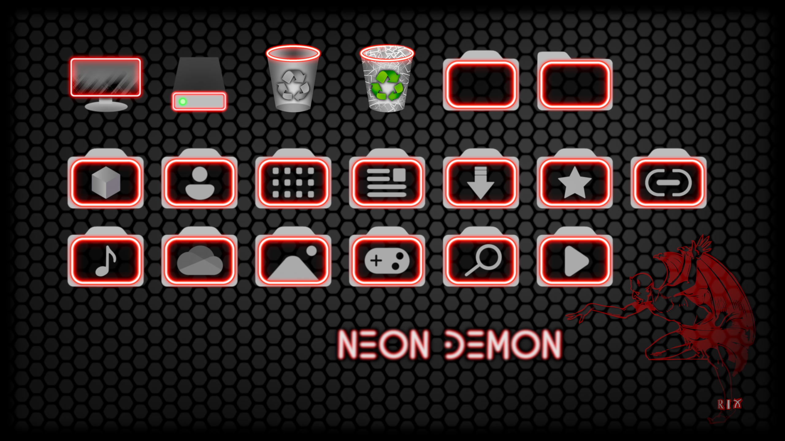 Neon Demon Icon Set for Windows (Red Edition) by rix-wn on DeviantArt