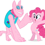 Pinkie pie with Rover the diamond dog (pinkiefied)