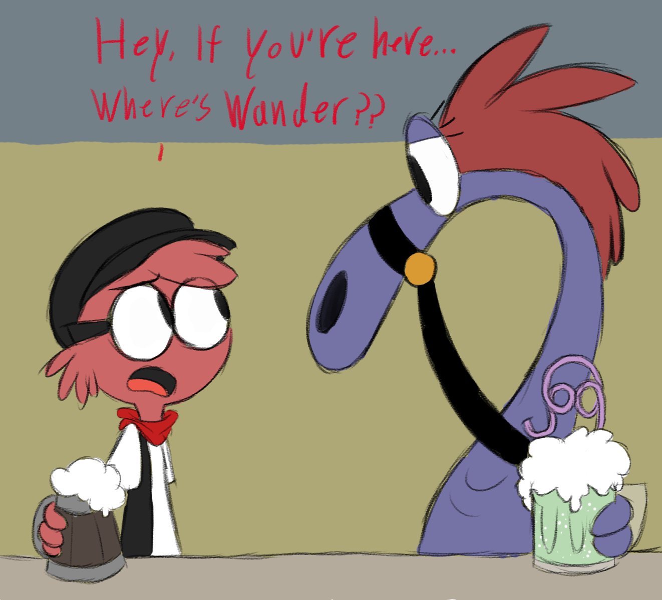 a Zbornak and an artist sits in a bar by Frigg-Fluff on DeviantArt