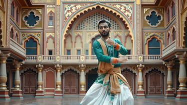 Indian dancer dances rhythmic  Indian dance