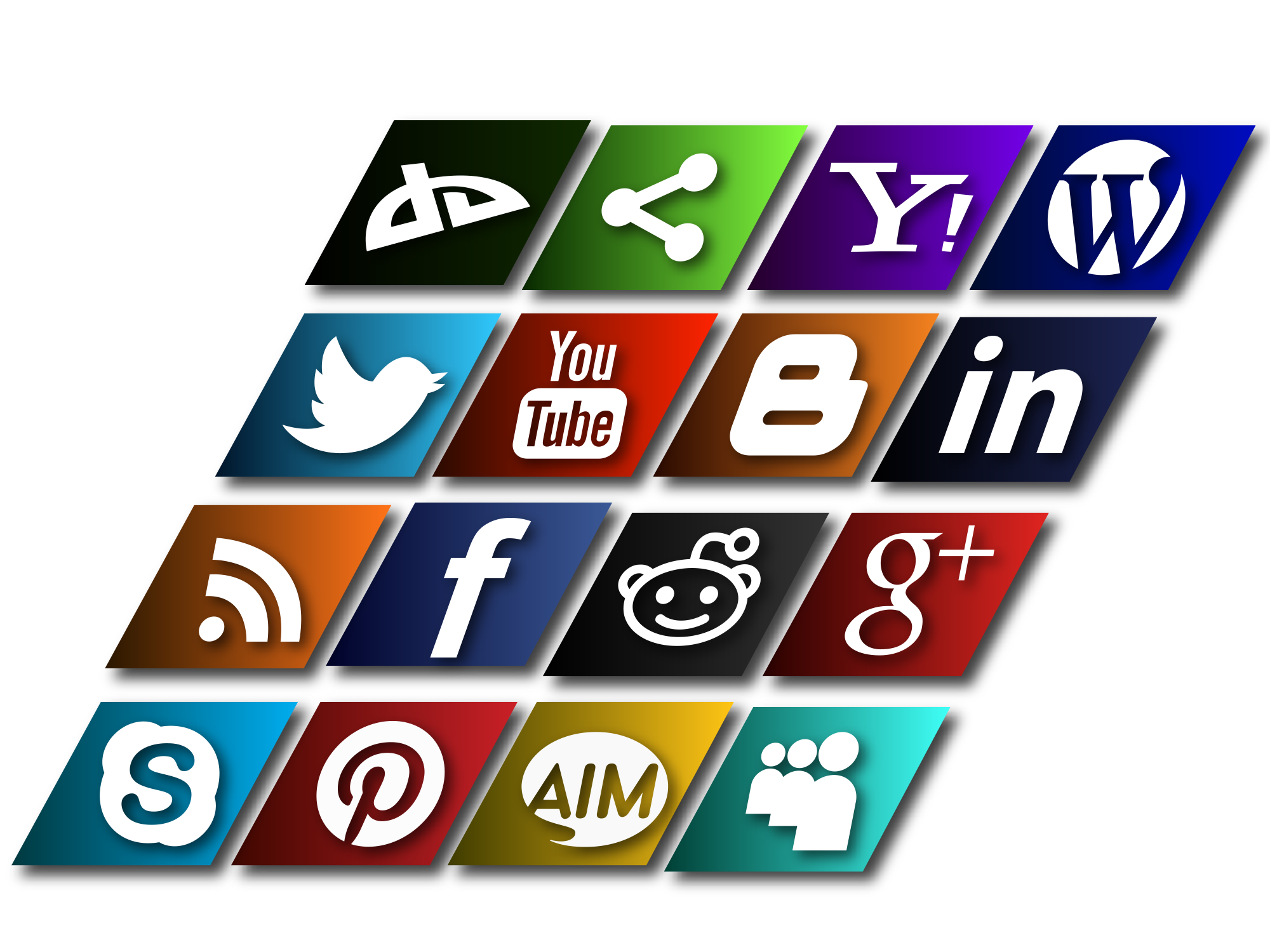 Free Vector 'Slanted' Social Media Icon Pack
