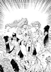 Wonder Woman Power Girl Batgirl - inks