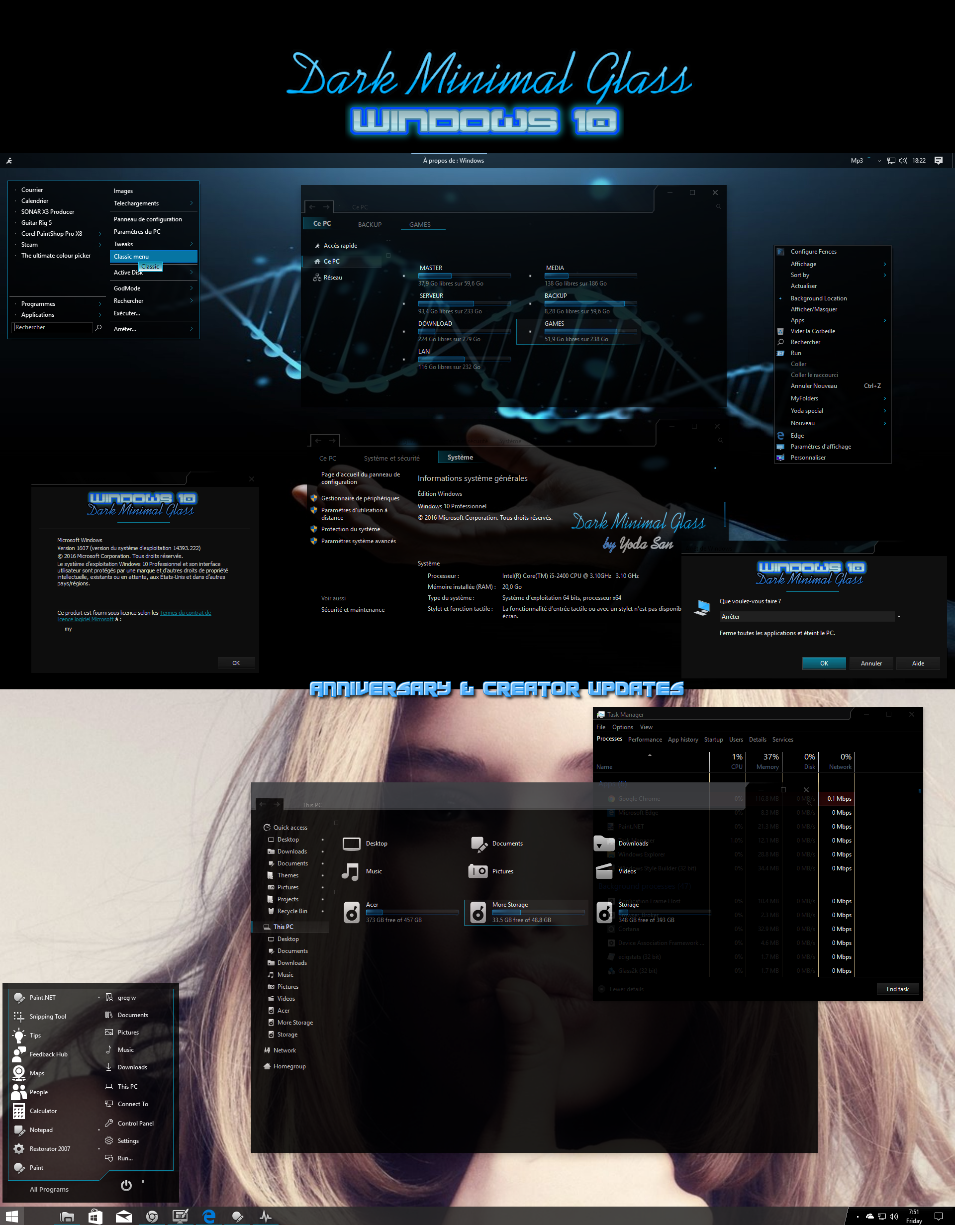 Dark Minimal Glass for windows 10